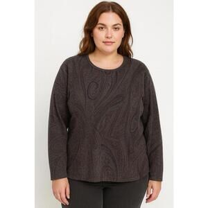 Lauren Ralph Lauren sweater womens 3x dark paisley silk cashmere holiday office